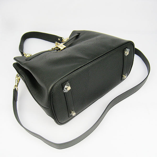 Replica Hermes New Arrival Double-duty leather handbag Black 60668 - Click Image to Close